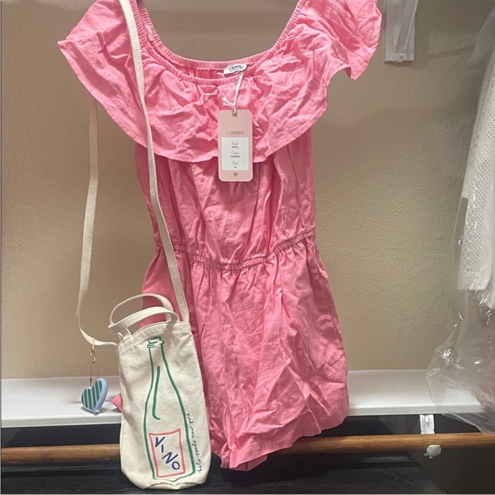 Ci Sono Pink Ruffled Kids Romper